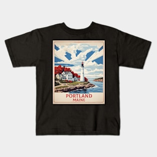 Portland Maine United States of America Tourism Vintage Poster Kids T-Shirt